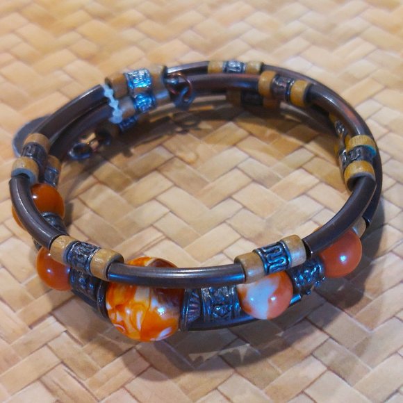 Women's Brown Mix Wraparound Bracelet w/Coin Accent - NWOT - Picture 6 of 10